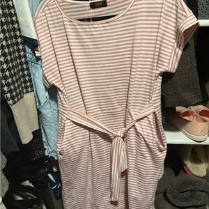 Pink Striped Midi Dress